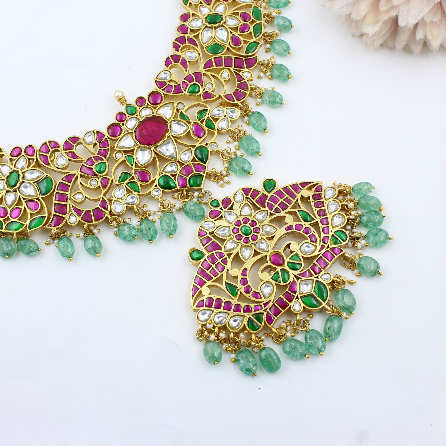 41417 Jadau Peacock Broad Necklace