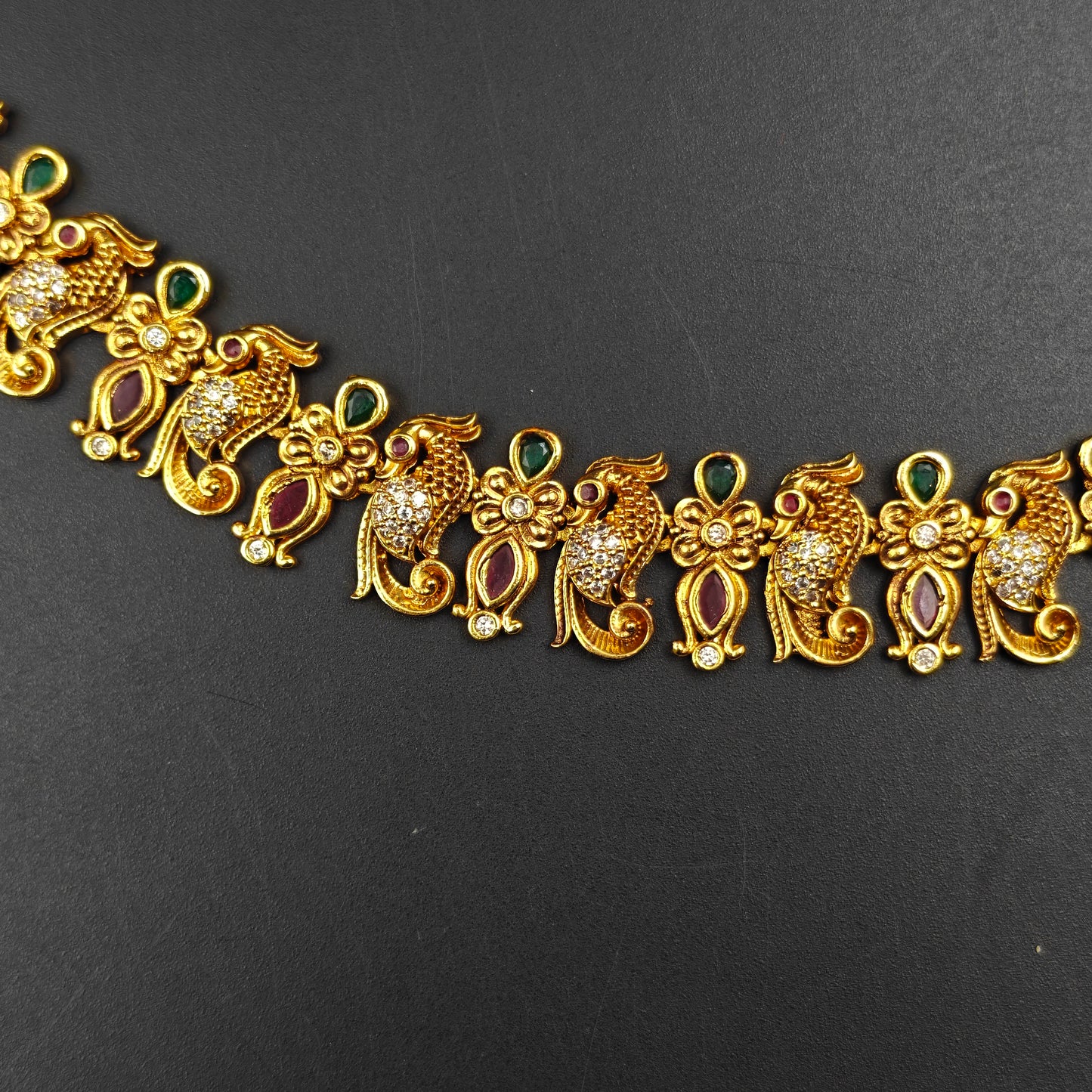40614 Matte Laxmi Peacock Long Necklace