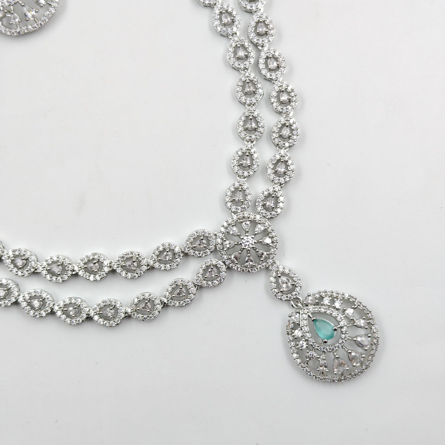 38868 Platinum Necklace Set Mint Green