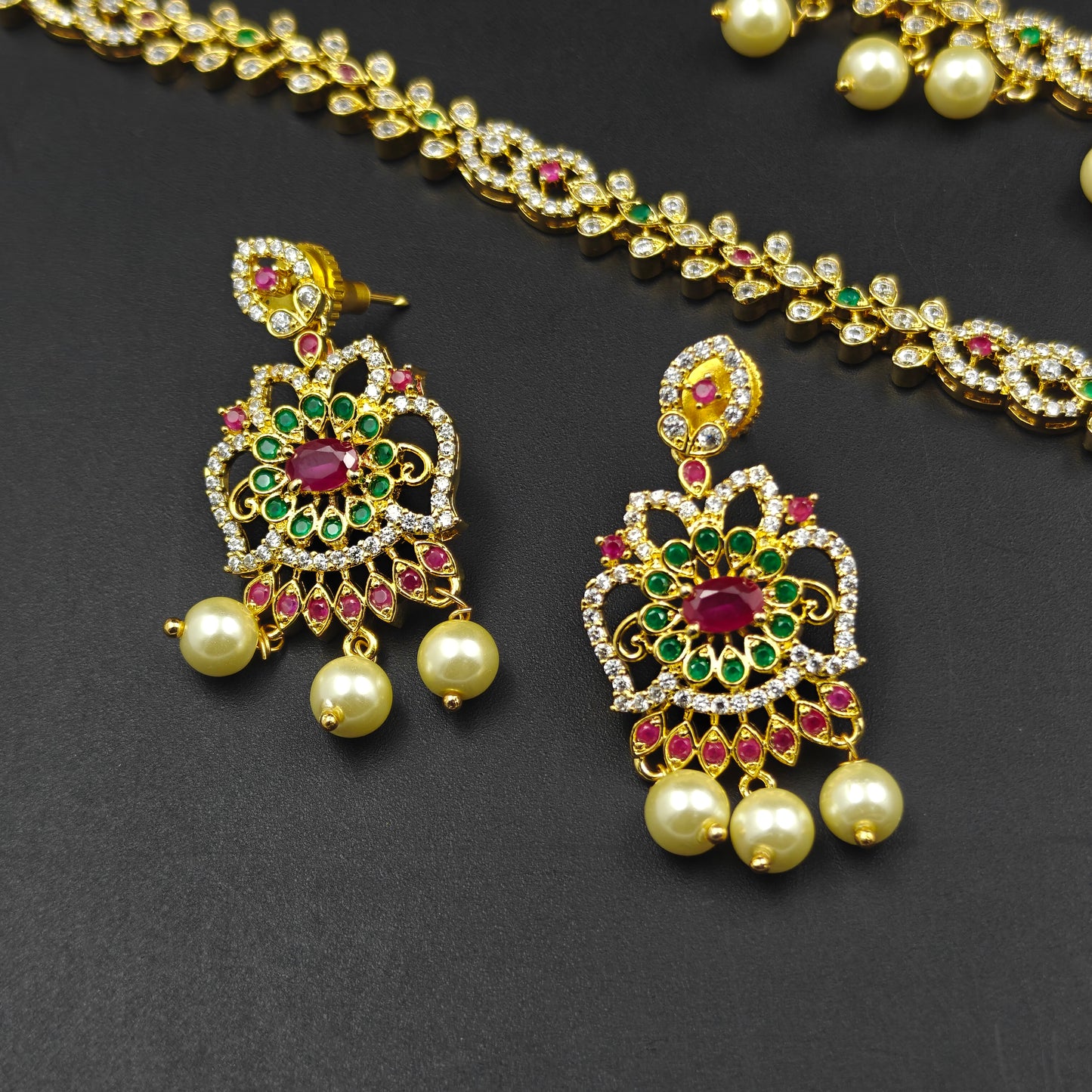 8545 Long Multi CZ Combo Necklace Set