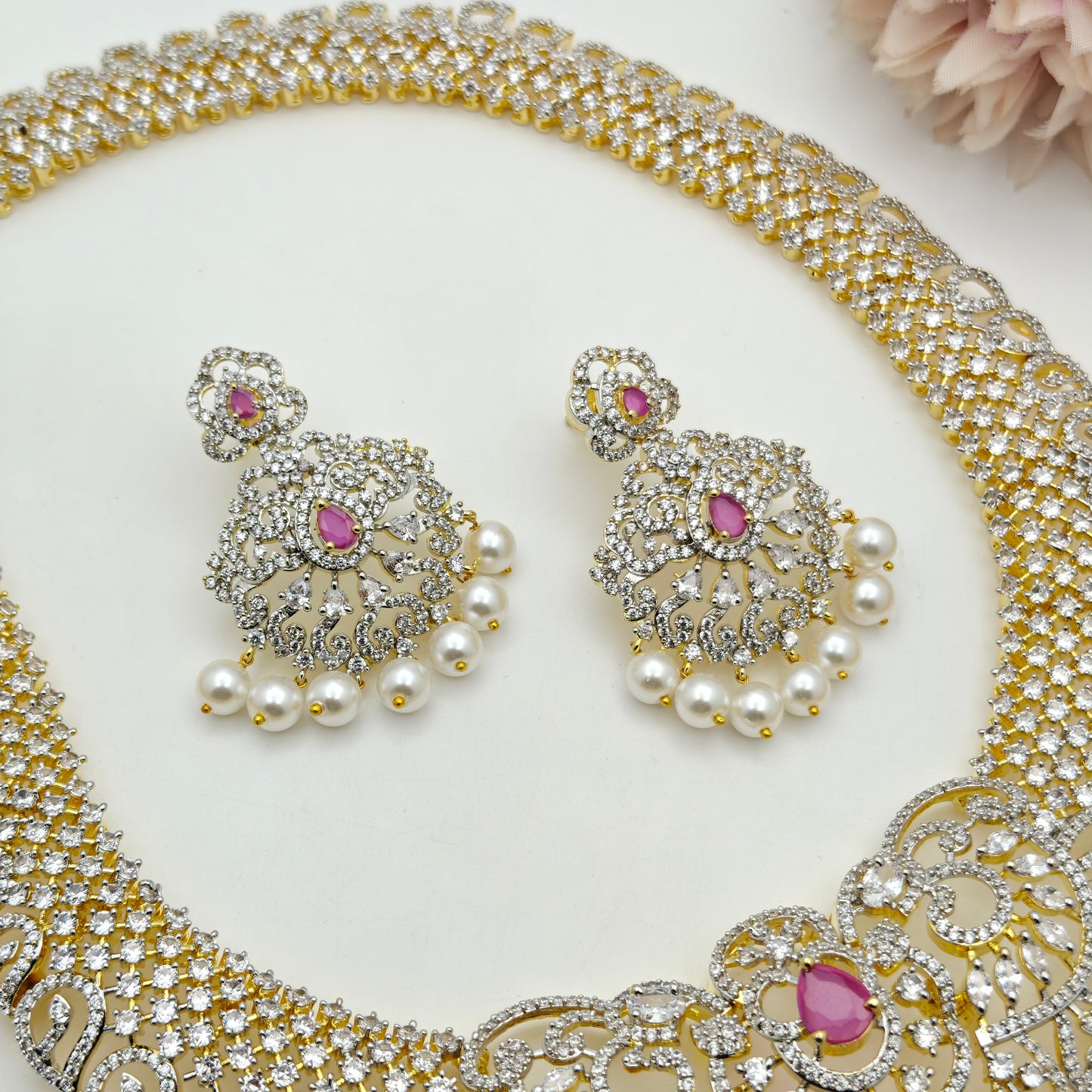 41595 GJ Broad Long Necklace Red