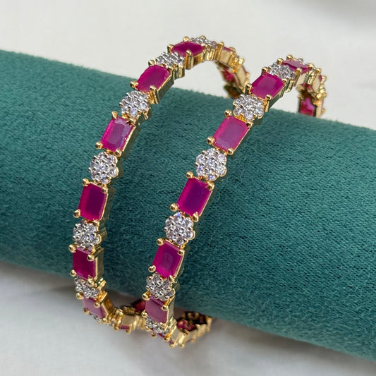 39312 Diamond real look GJ Ruby 2pcs bangle