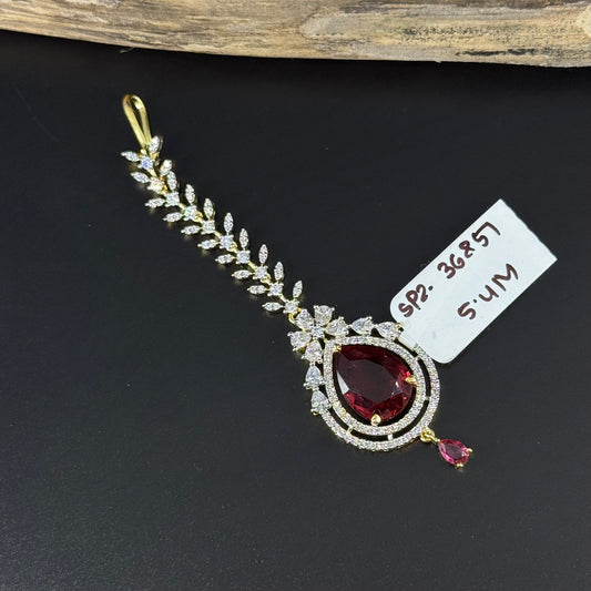 36851 G J Red color Maang Tika