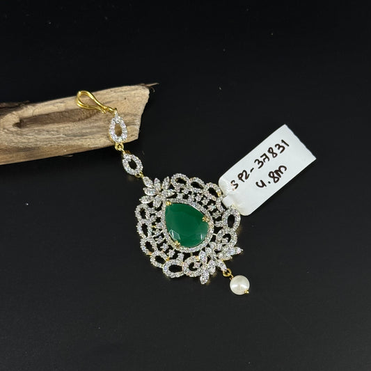 37831 GJ green color maangtika