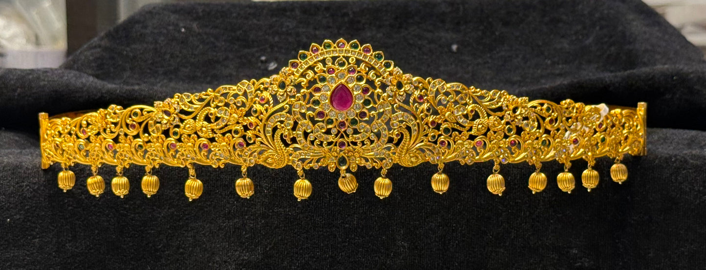 40098 Matte multi colour peacock vaddanam