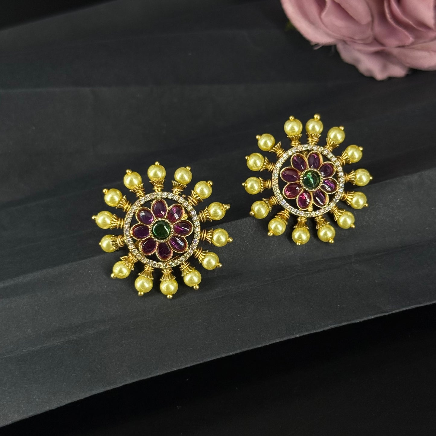 40213 Mahanati Flower studs with pearl making