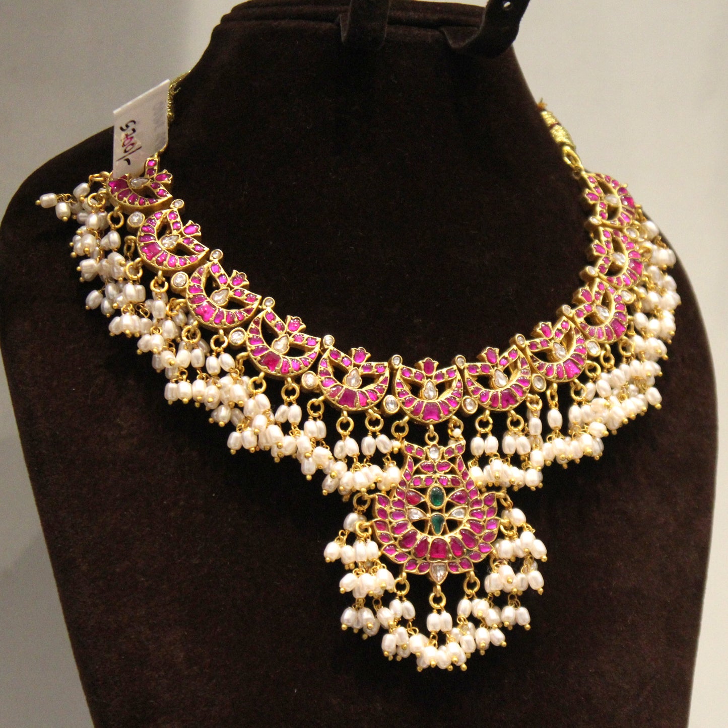 34000 Jadau necklace with rice pearls