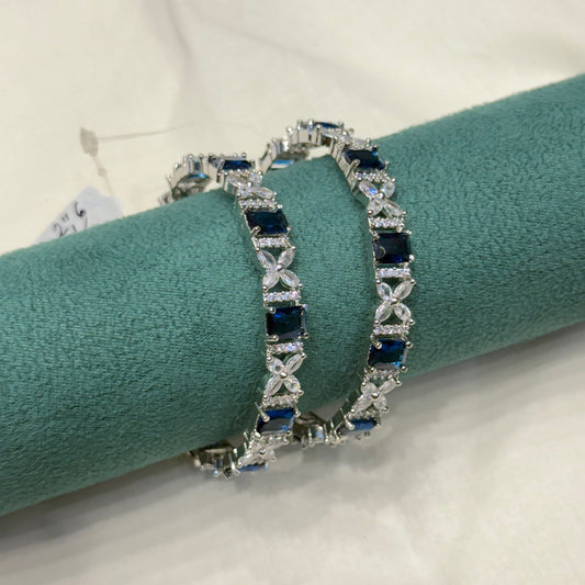 36690 platinum blue stone bangle