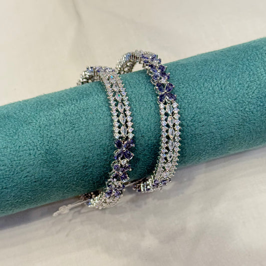 36676 platinum purple stone bangle