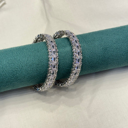 18337 platinum full white stone bangle