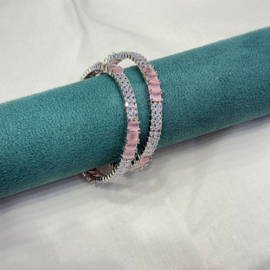 12897 platinum pink stone bangle
