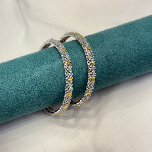 2098 platinum gold flowers bangle