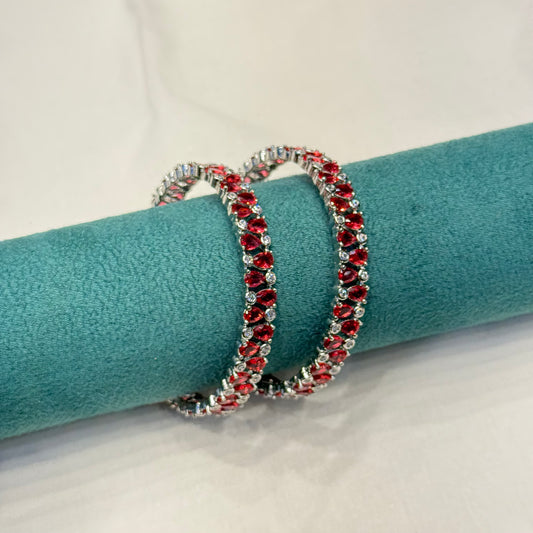 28055 platinum red stone bangle