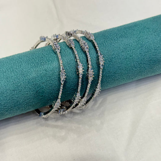 18329 platinum full white 4 pcs bangle