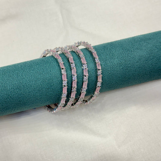 39214 platinum pink stone 4 bangles