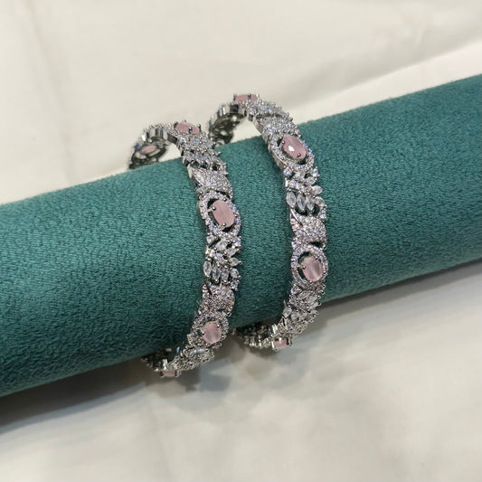 28015 platinum mint pink stone bangle