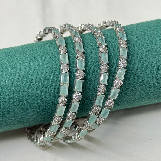 12729 platinum mint green stone 4 bangle