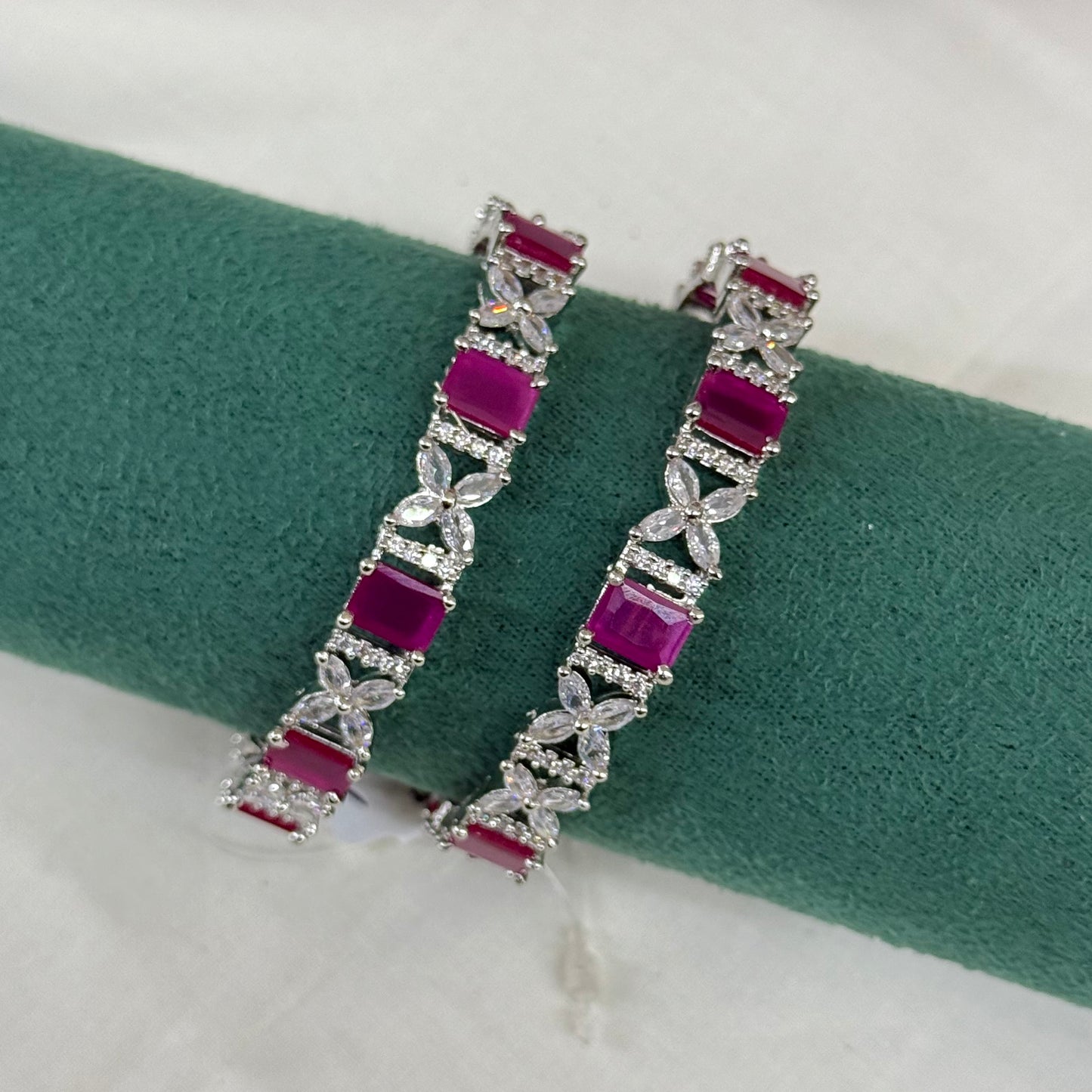 36703 platinum mint pink stone bangle