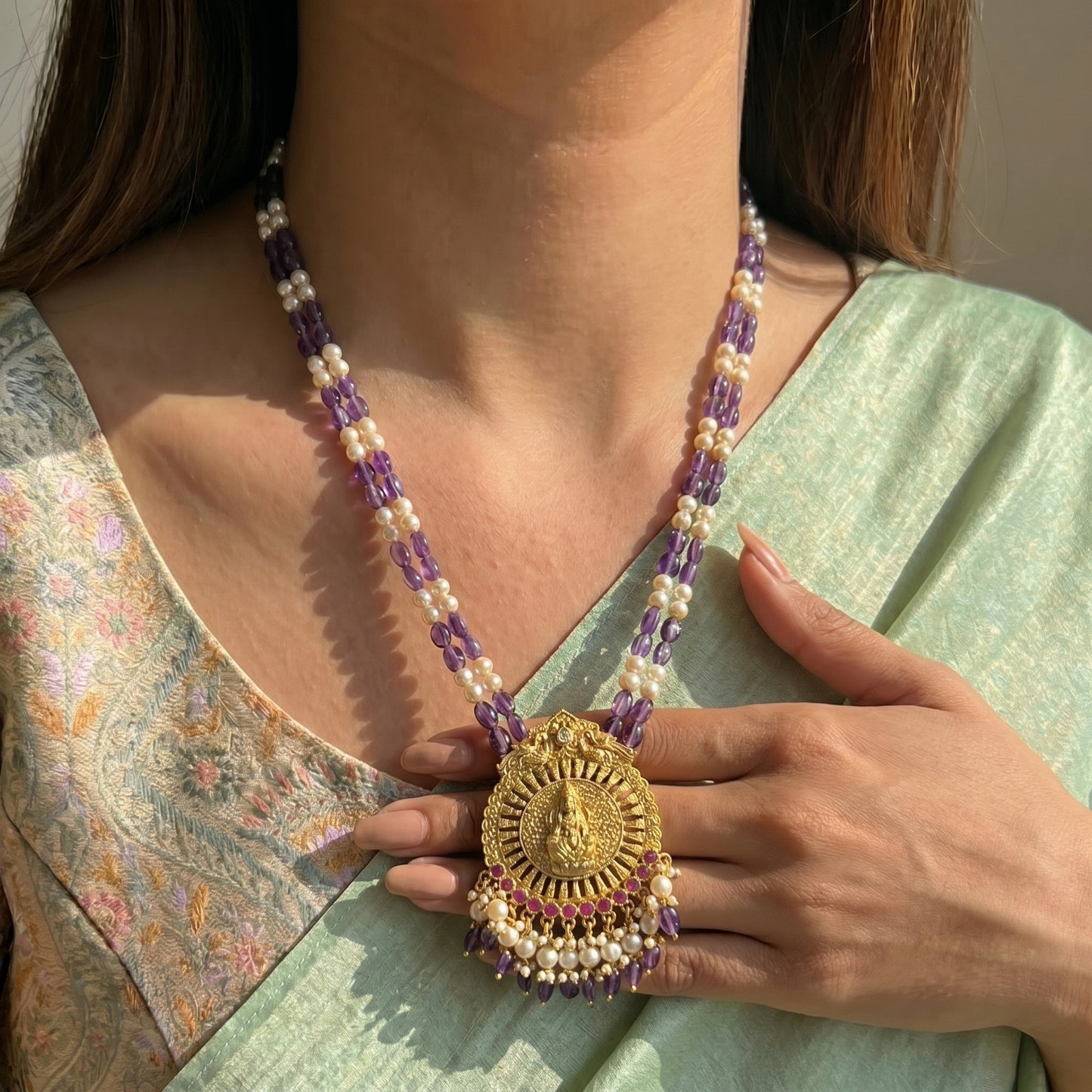 Jadau beads mala