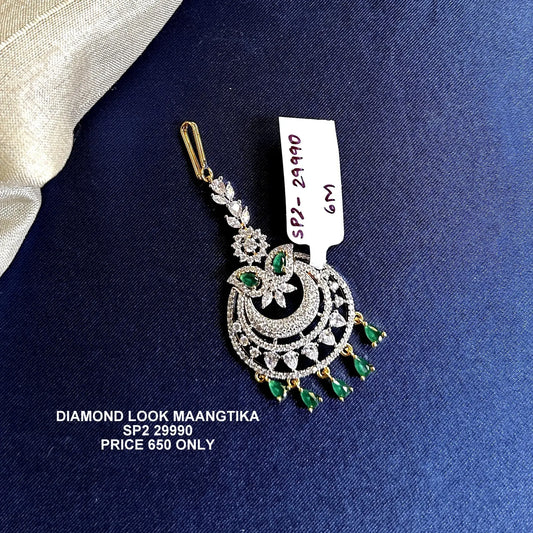 Diamond look chand design maangtika 29991