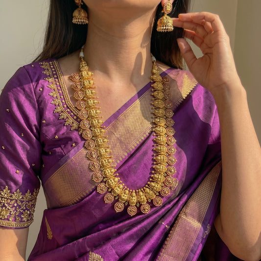41929 Bottu mala Long Necklace With Push Back Earrings