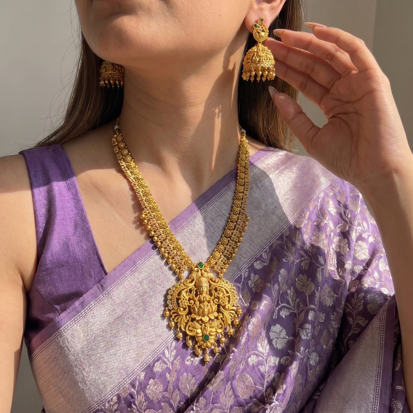 Matte Laxmi Short Necklace with gold balls