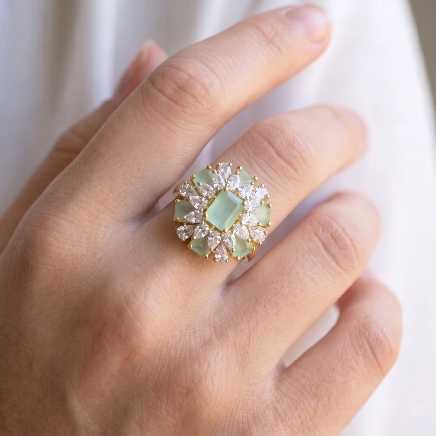 Mint green Adjustable Finger ring