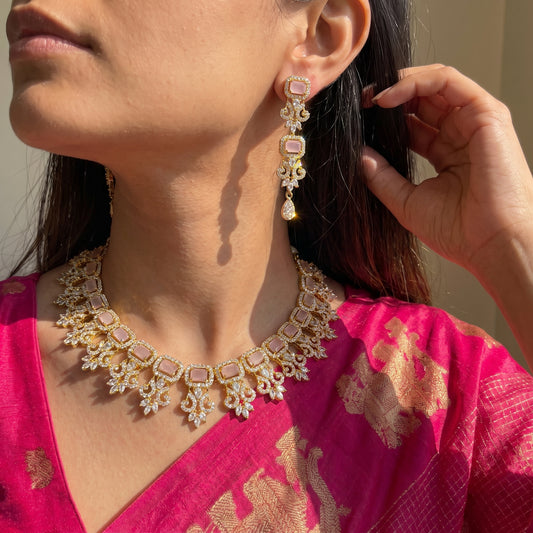 Mint pink gold polish necklace