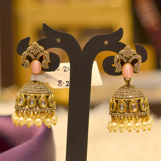 Victorian Mint Pink jhumki 24191