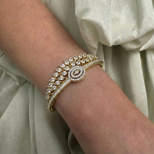 Real diamond replica uncut stones openable bracelet