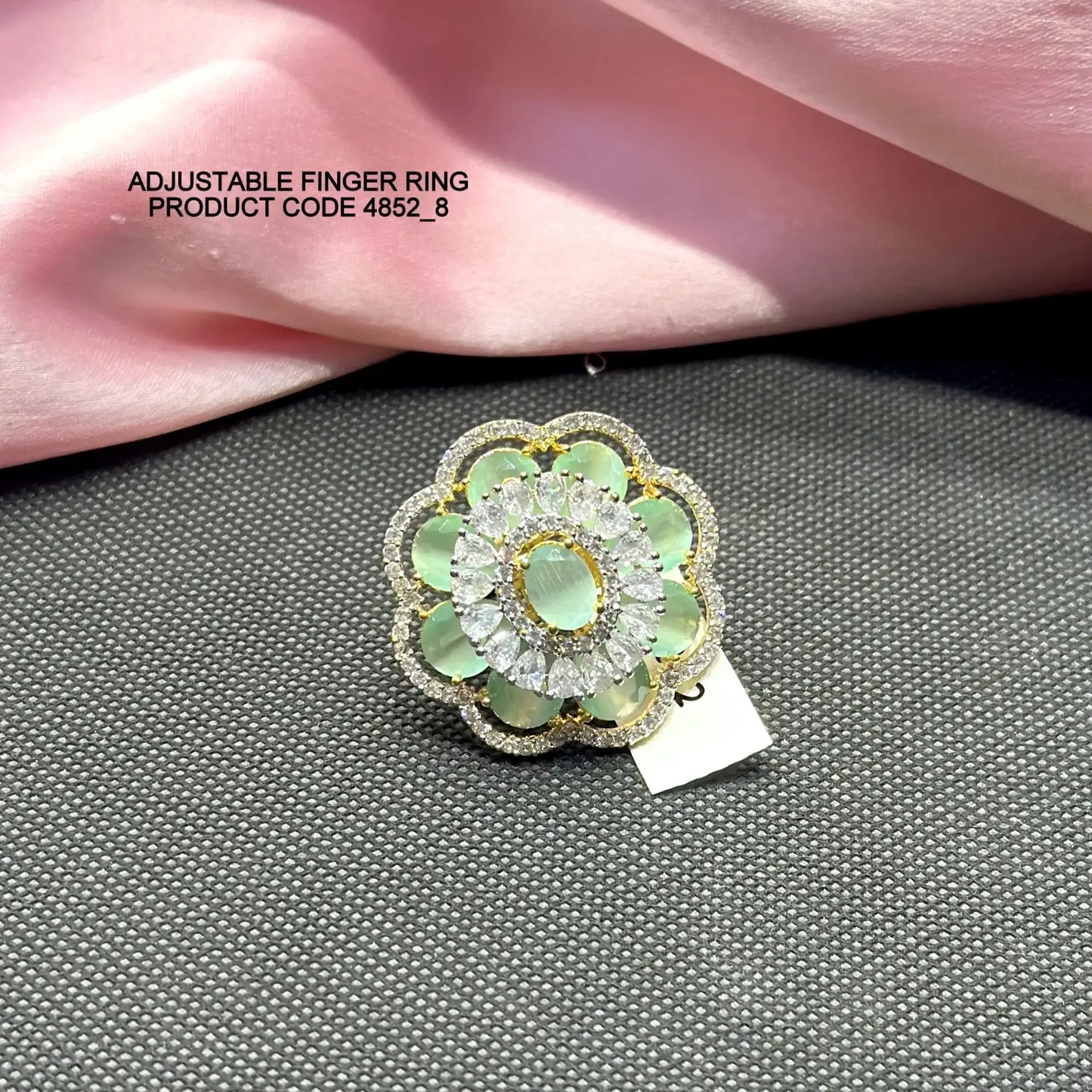 Mint green flower shape Adjustable Finger ring 4852