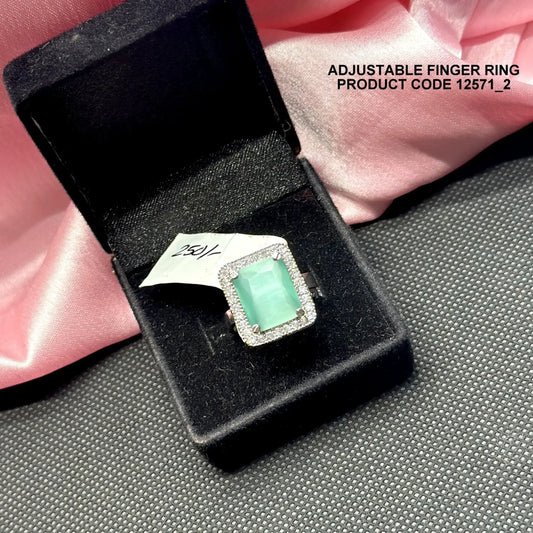 Platinum mint green Adjustable Finger ring 12571