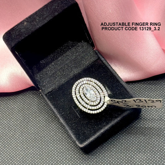 Platinum full white Adjustable Finger ring 13129