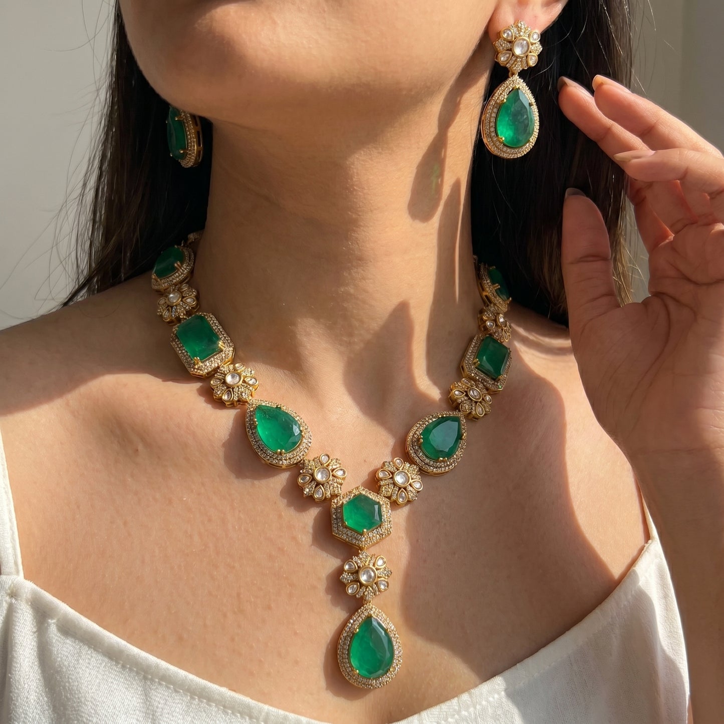 Victorian green stone necklace