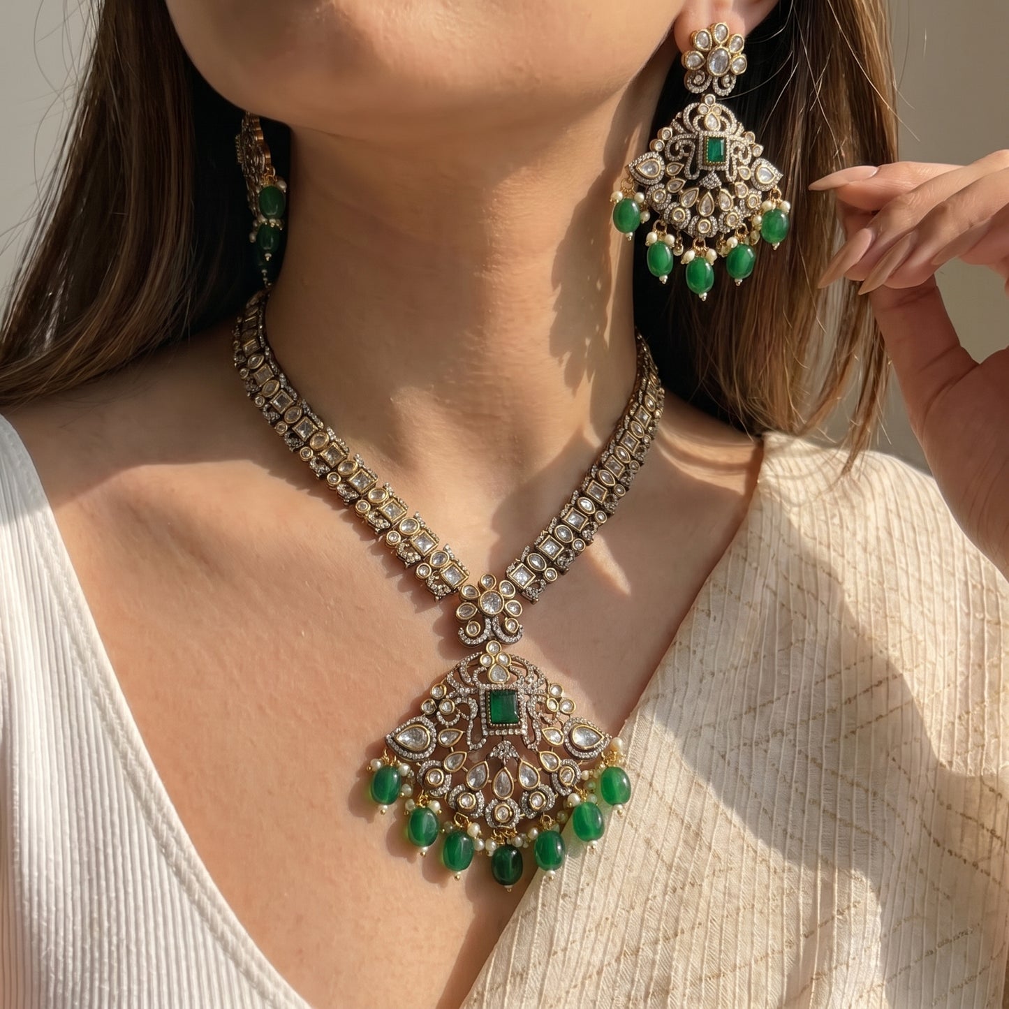 Victorian peacock necklace