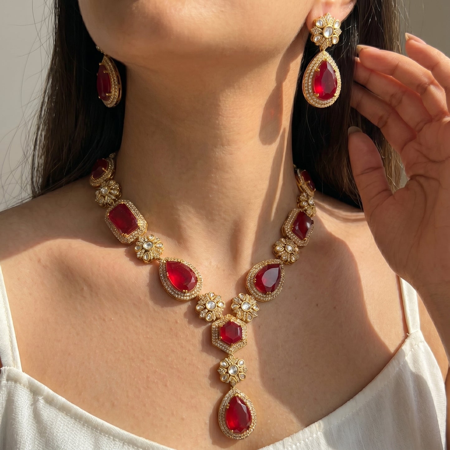 Victorian red stone necklace