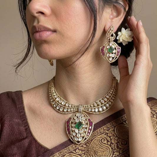 Victorian heavy bridal Moissanite Kante With Push Back Earrings