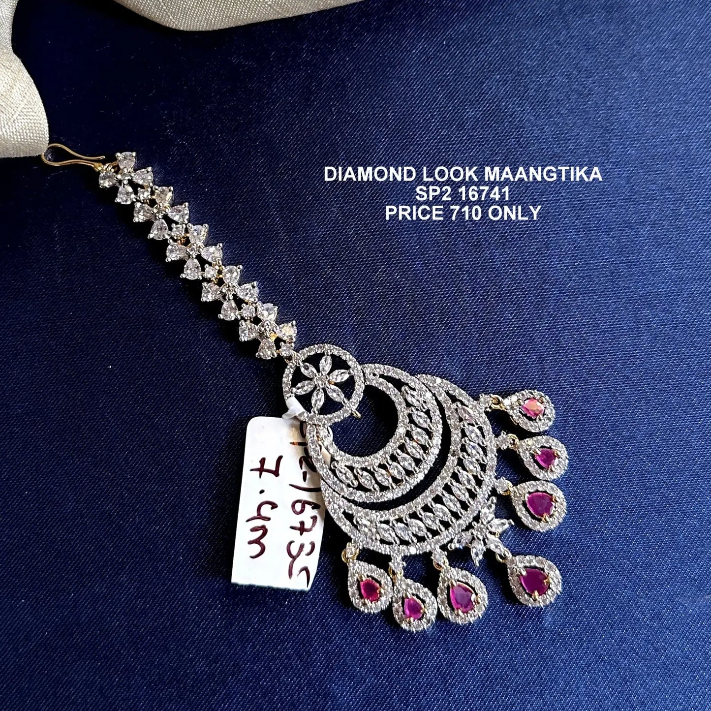 Diamond look big size maangtika 16741