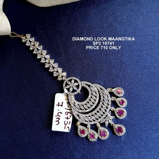 Diamond look big size maangtika 16741