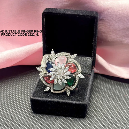 Multicolor platinum Adjustable Finger ring 9222