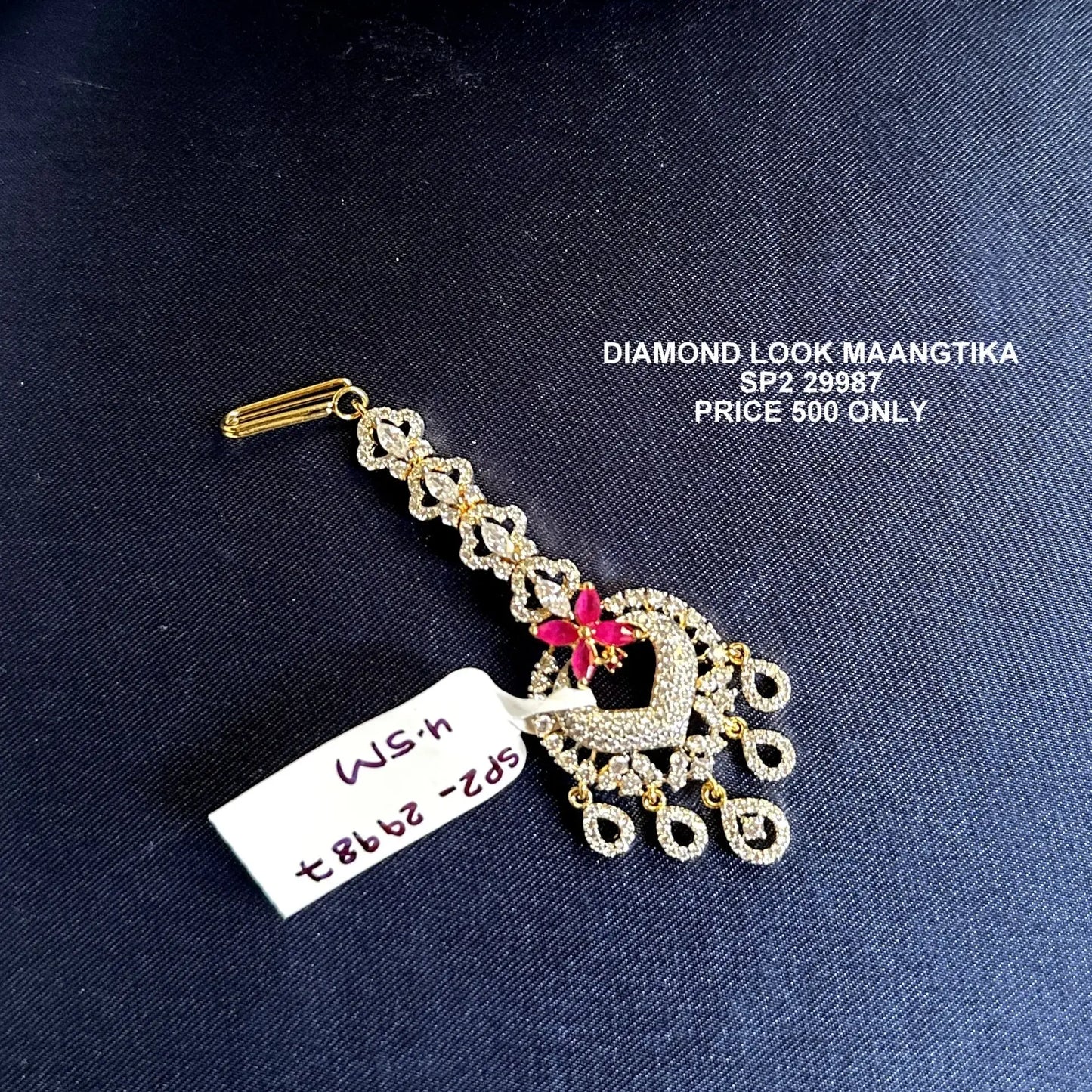 Diamond look maangtika with drops 29989