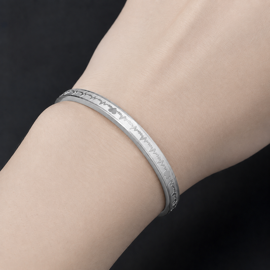 Stylish Heartbeat Shaped Silver Bracelet