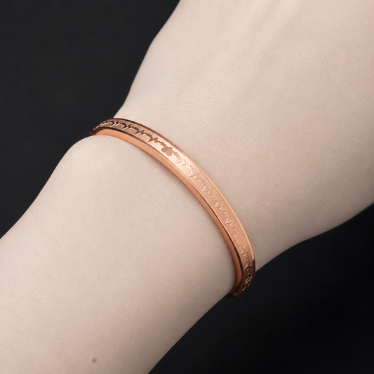 Stylish Heartbeat Shaped Rose Gold Bracelet