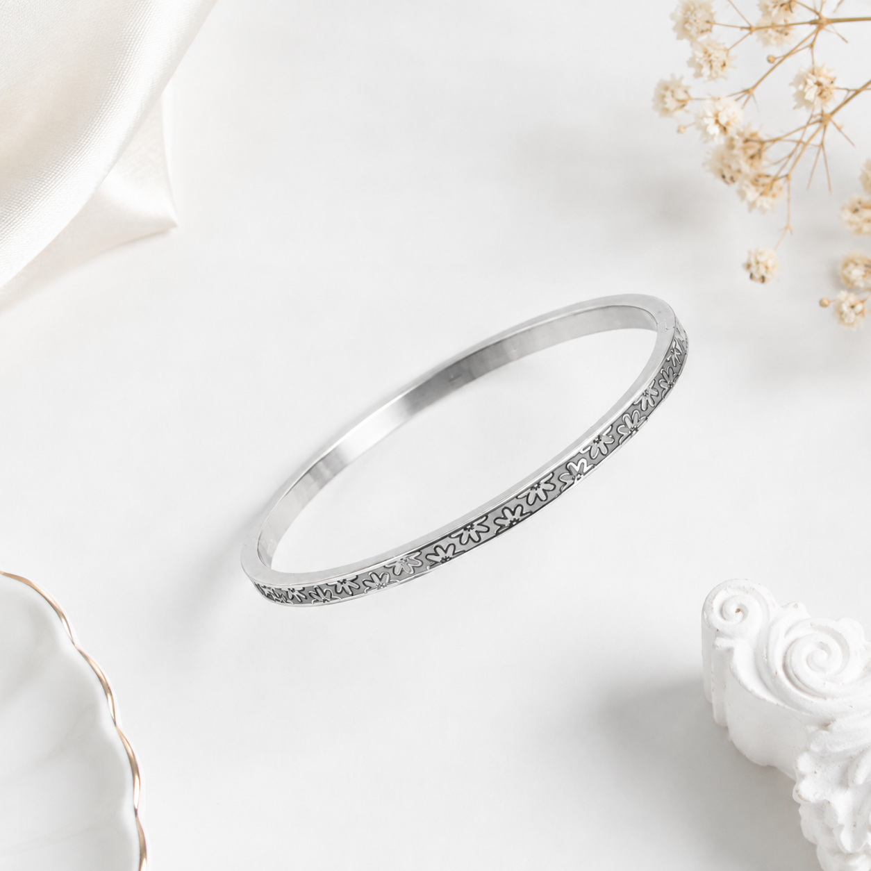 Floral Silver Bracelet