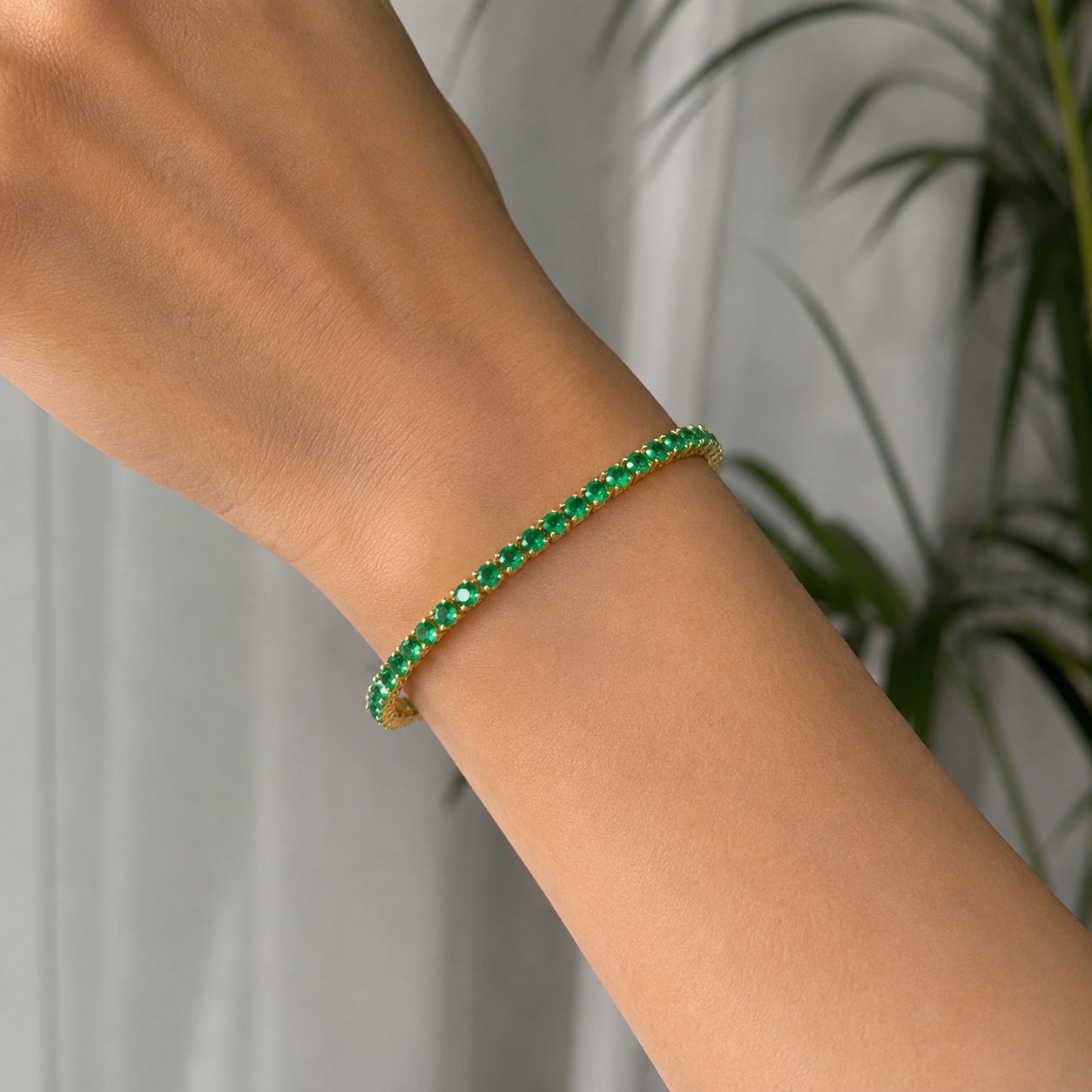 Green Cubic Gold Plated Bracelet