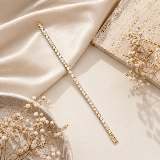 White Cubic Rose Gold Plated Bracelet