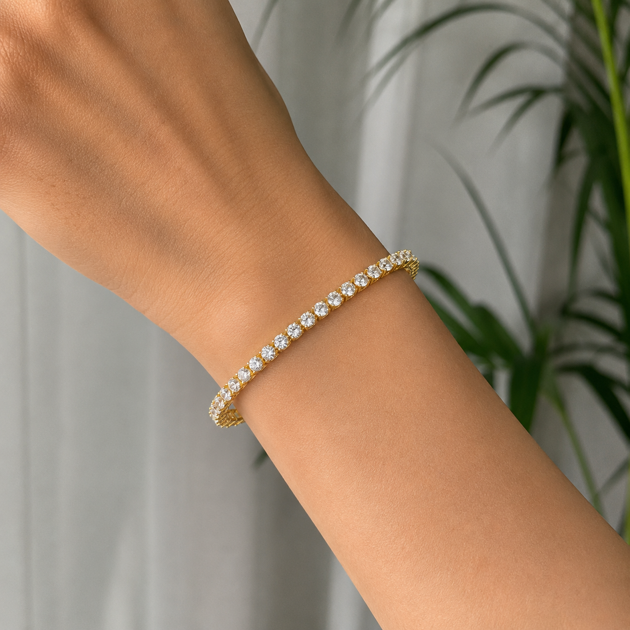 White Cubic Gold Plated Bracelet