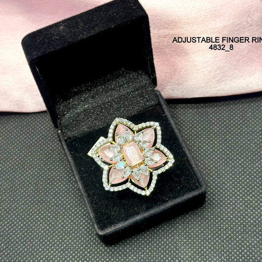 Flower design Adjustable Finger ring 4832