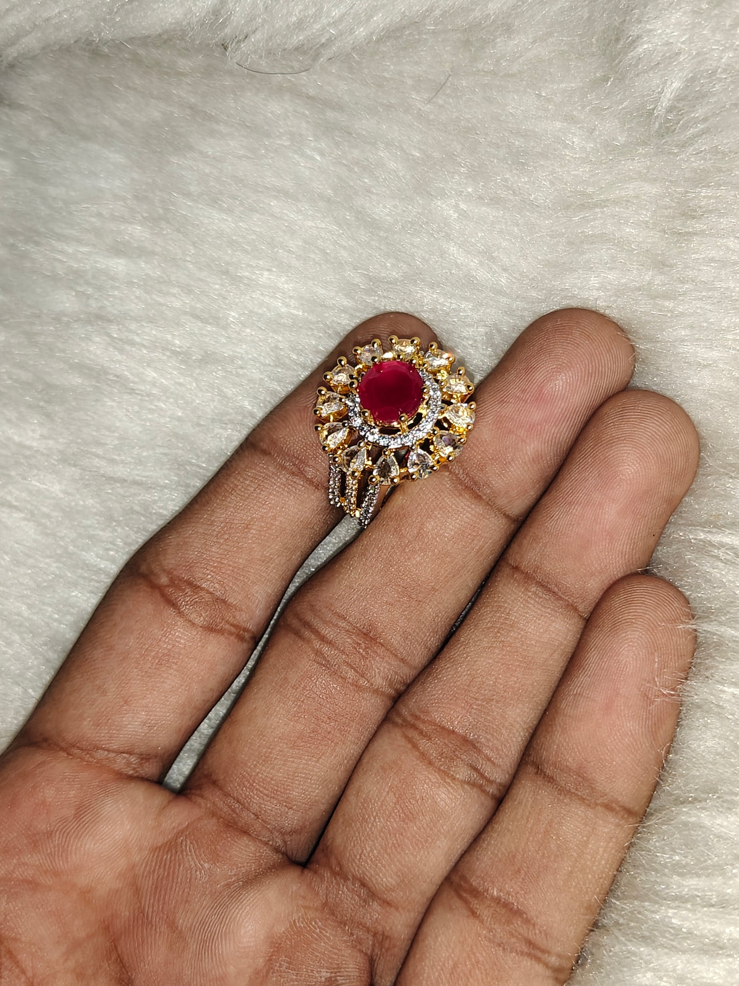 39565 diamond look Ruby finger ring