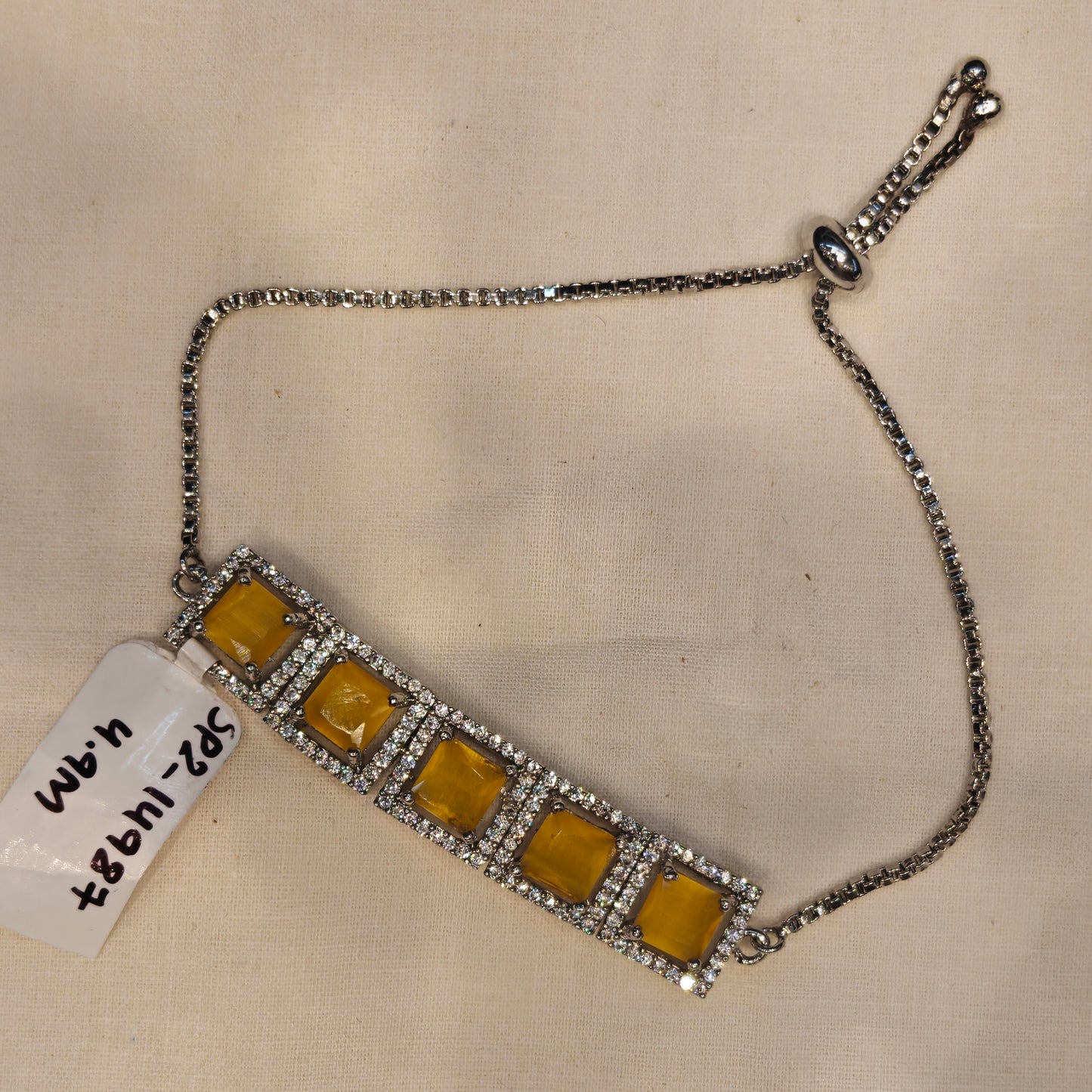 14987 Radium polish yellow stone chain bracelet